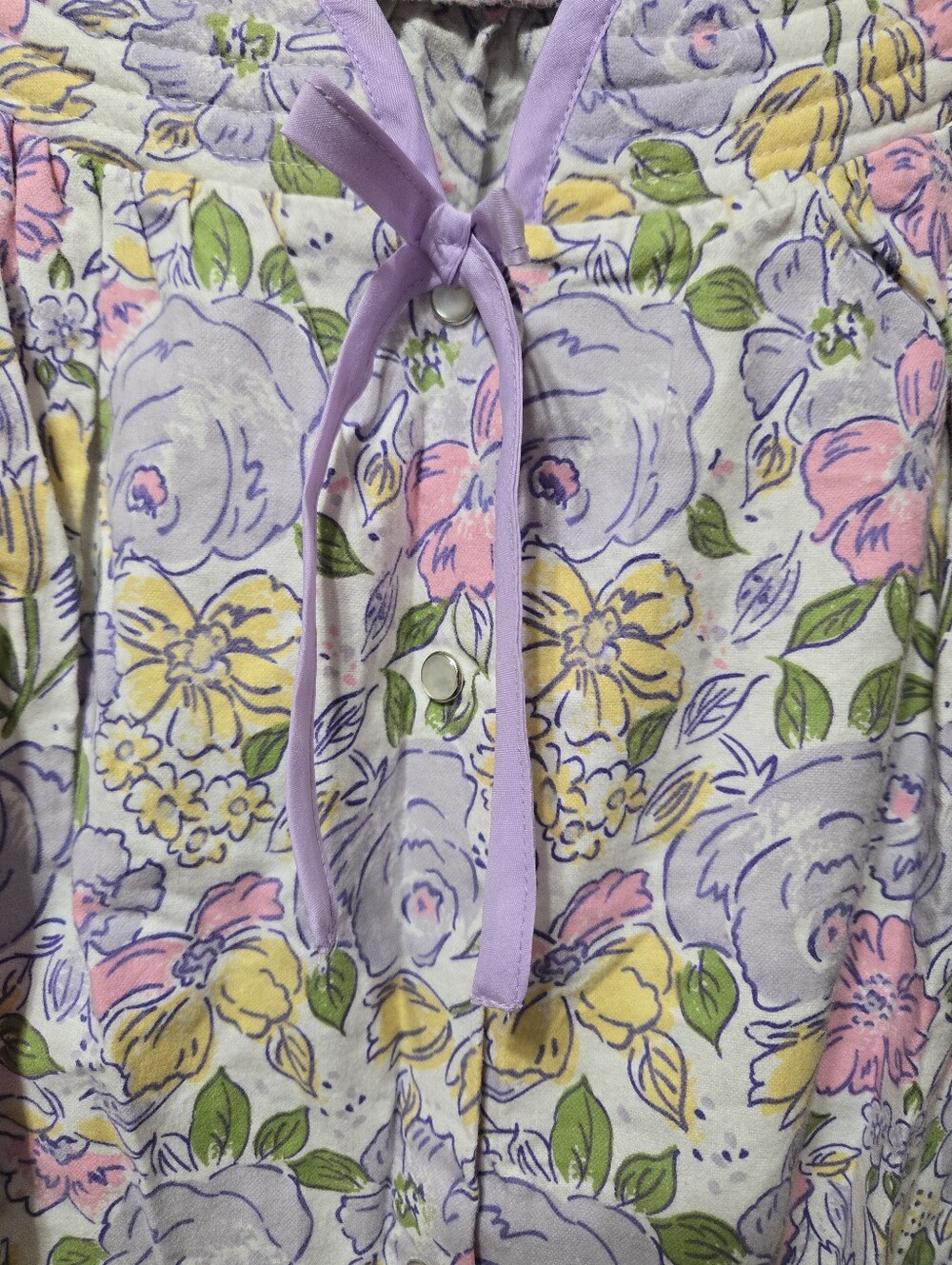 Moon Dance Vintage Purple Floral 100% Cotton Button Down Night Robe EUC - Picture 5 of 6